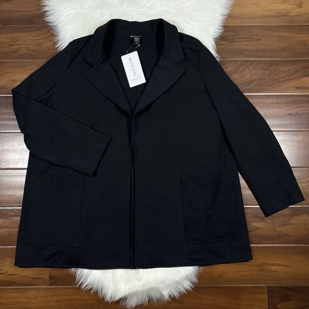 Athleta Women's‎ Plus Size 20 Black Open Front Eastbound Blazer Jacket